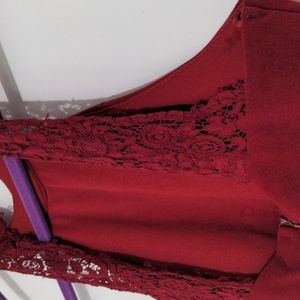 Lulu's Maxi Wedding Guest Dress in Burgundy - Small